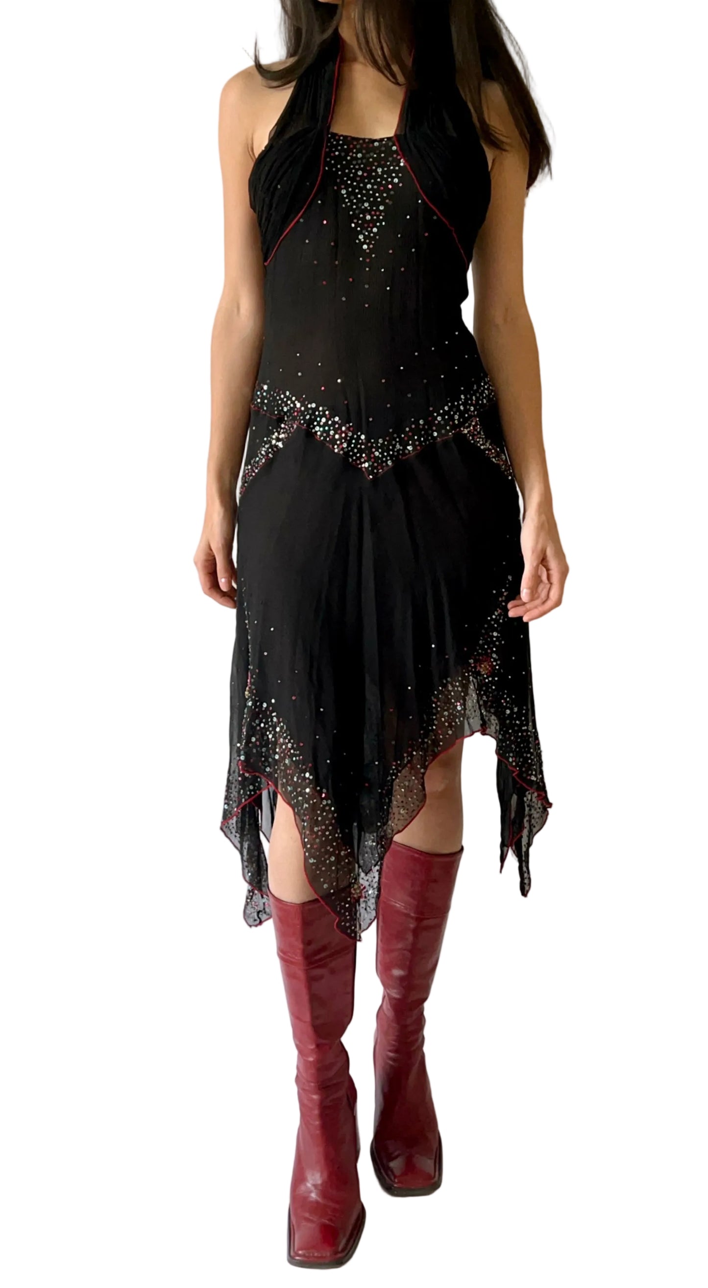 Roberto Cavalli Y2K Asymmetrical Silk Sequin Dress