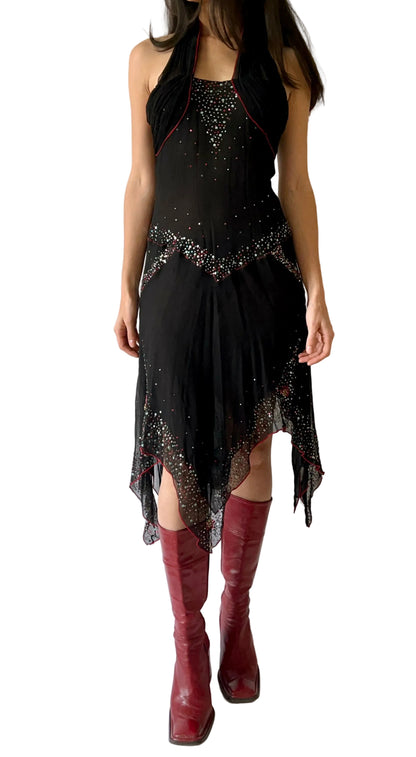 Roberto Cavalli Y2K Asymmetrical Silk Sequin Dress