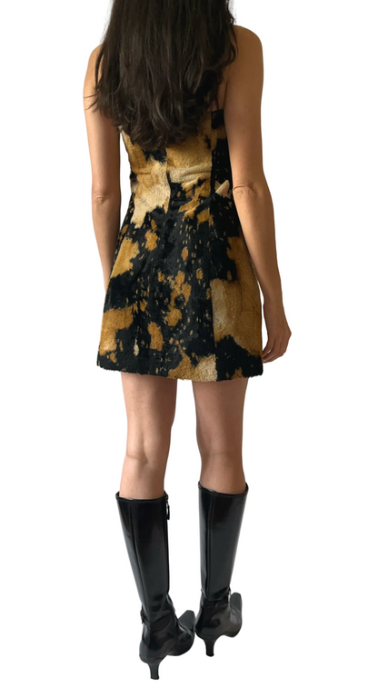Plein Sud 2000s Cow Hair Strapless Mini Dress