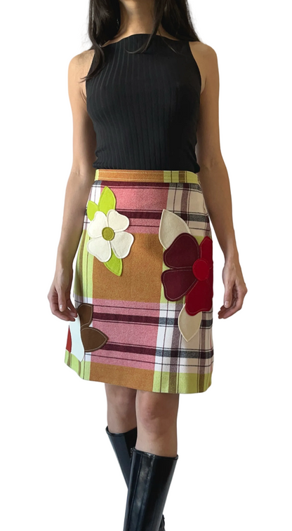 Moschino 2000s Wool Flower Skirt
