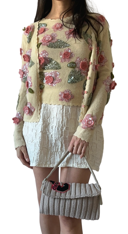 Moschino Y2K Two-piece Wool Sequin Flower Set