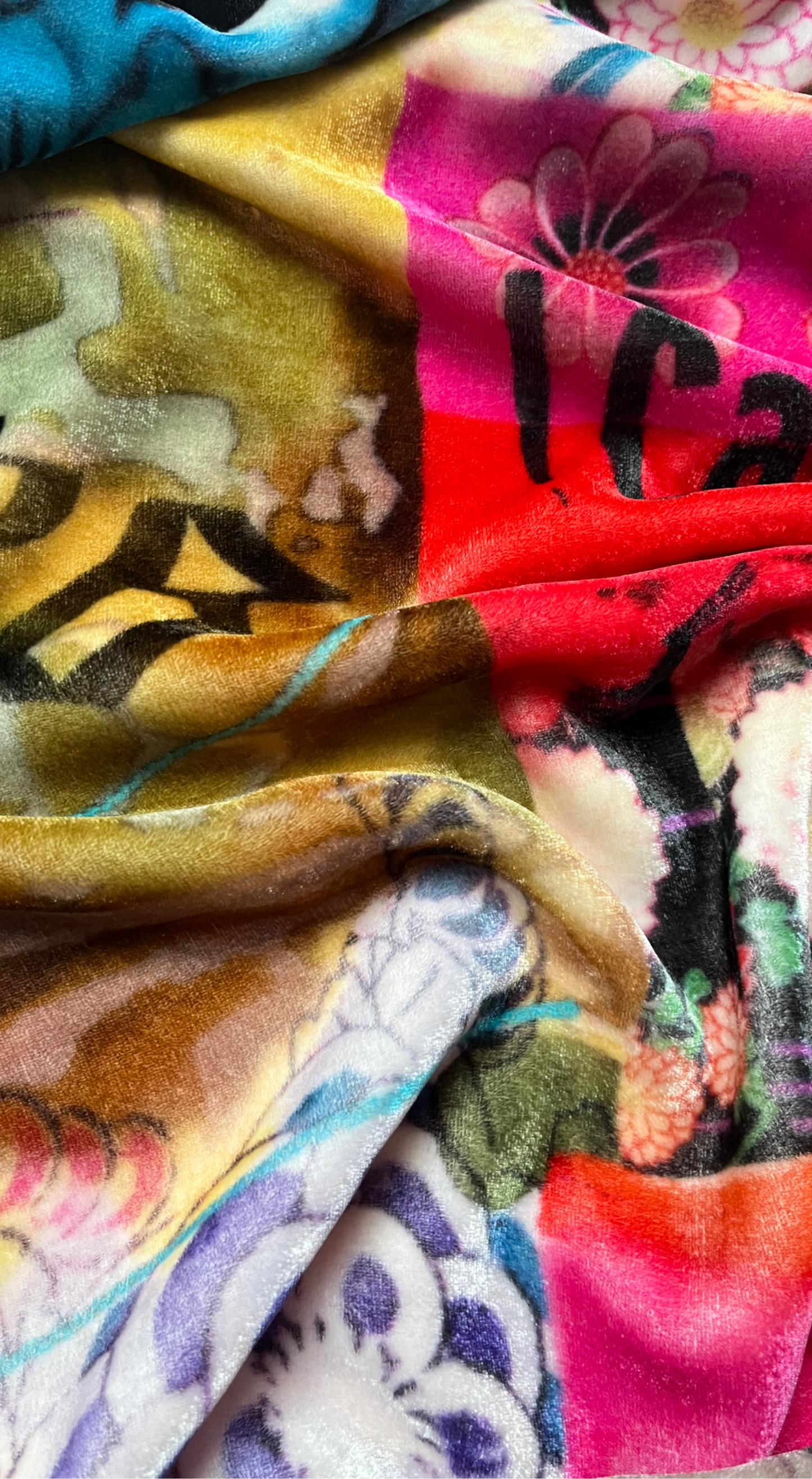 John Galliano 2000s One-Shoulder Velour Multicolour Dress