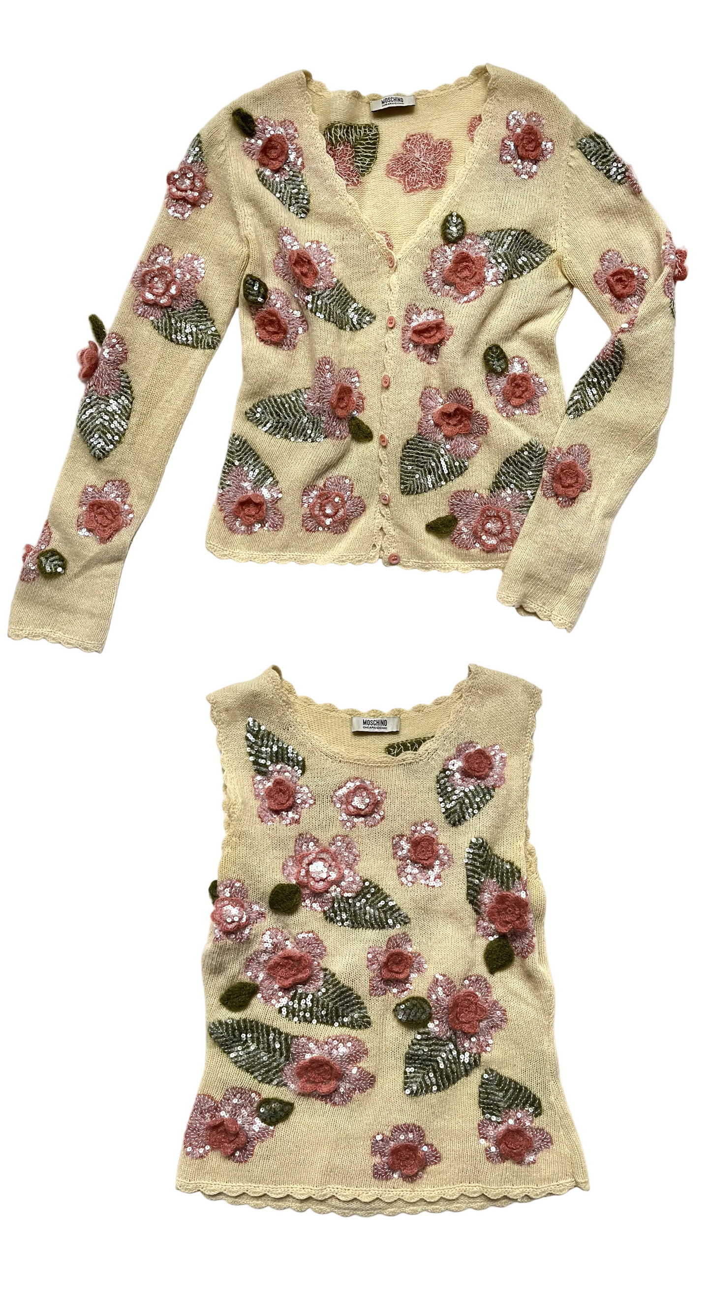 Moschino Y2K Two-piece Wool Sequin Flower Set