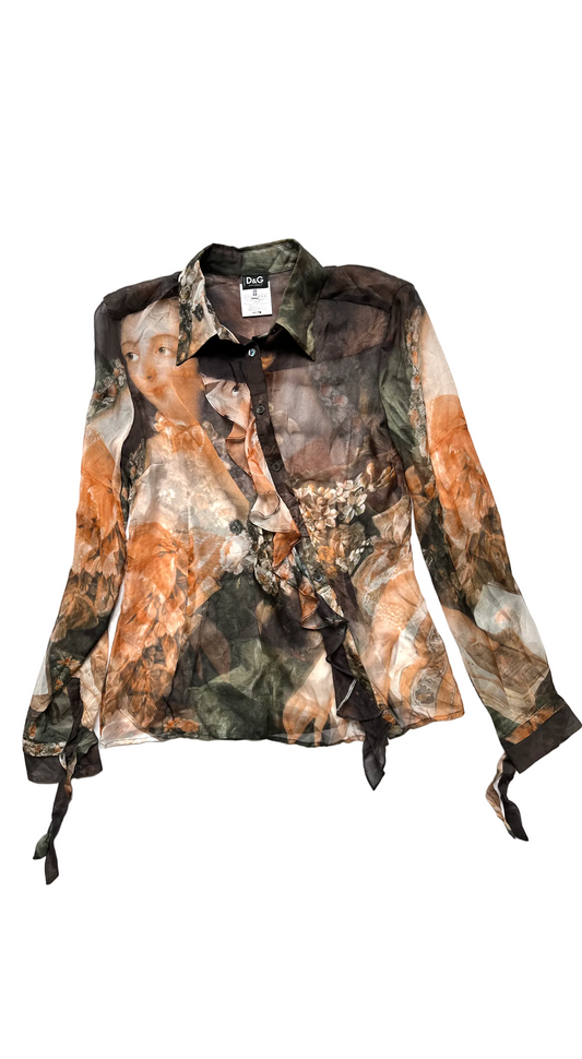 Dolce & Gabbana 2000S Silk Madame de Pompadour Blouse
