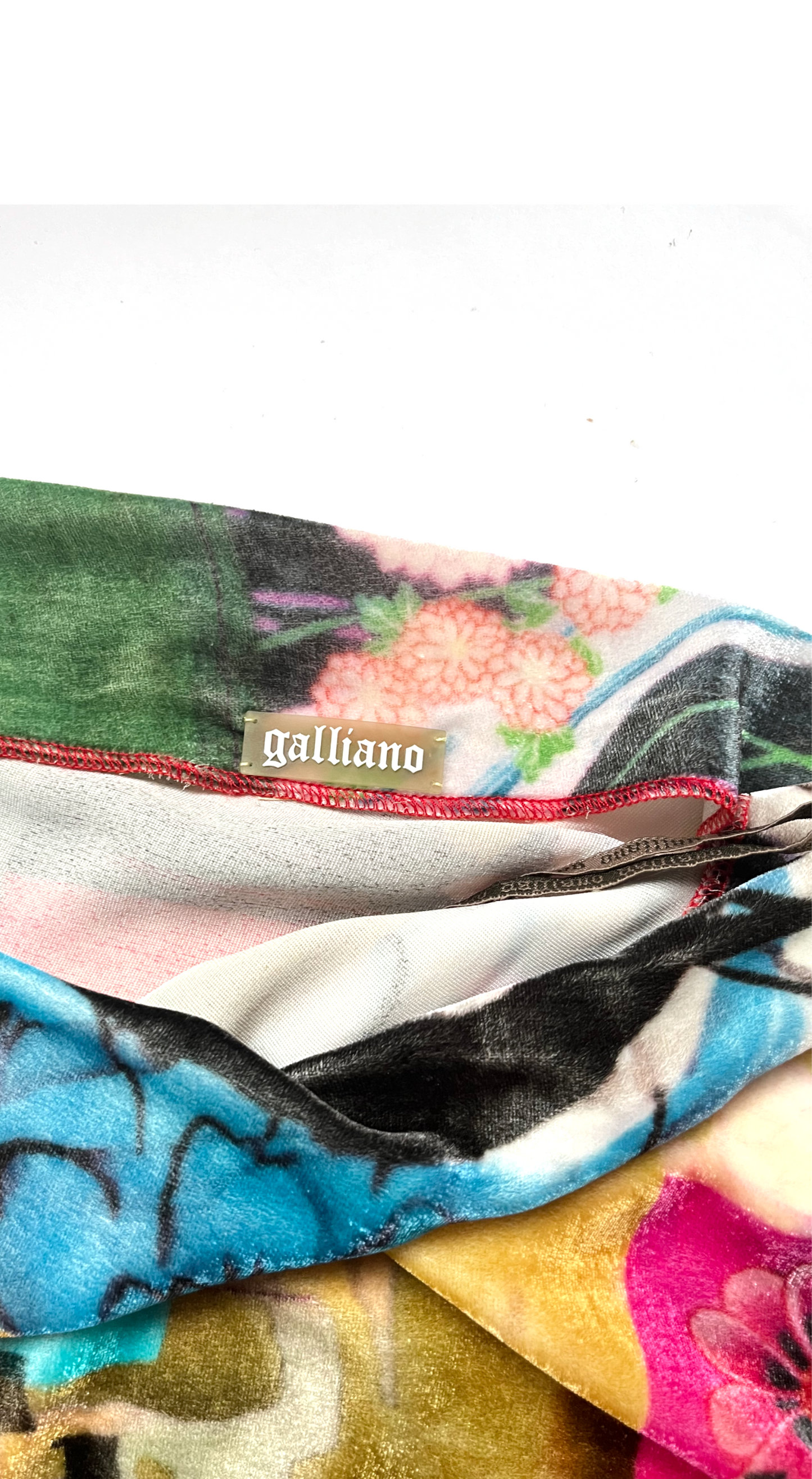 John Galliano 2000s One-Shoulder Velour Multicolour Dress