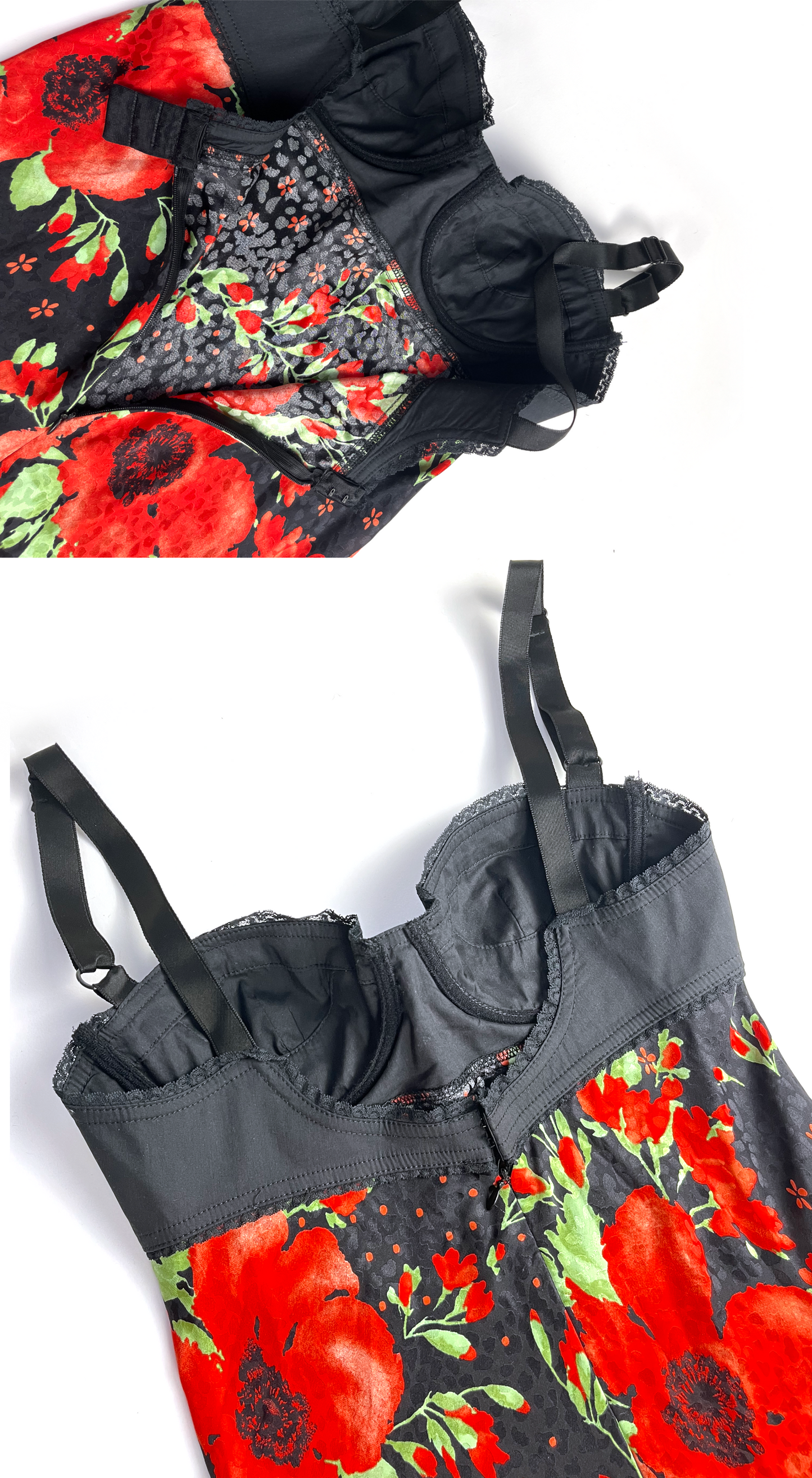 Dolce & Gabbana ~ 2000s Poppy Flower Bustier Silk Dress