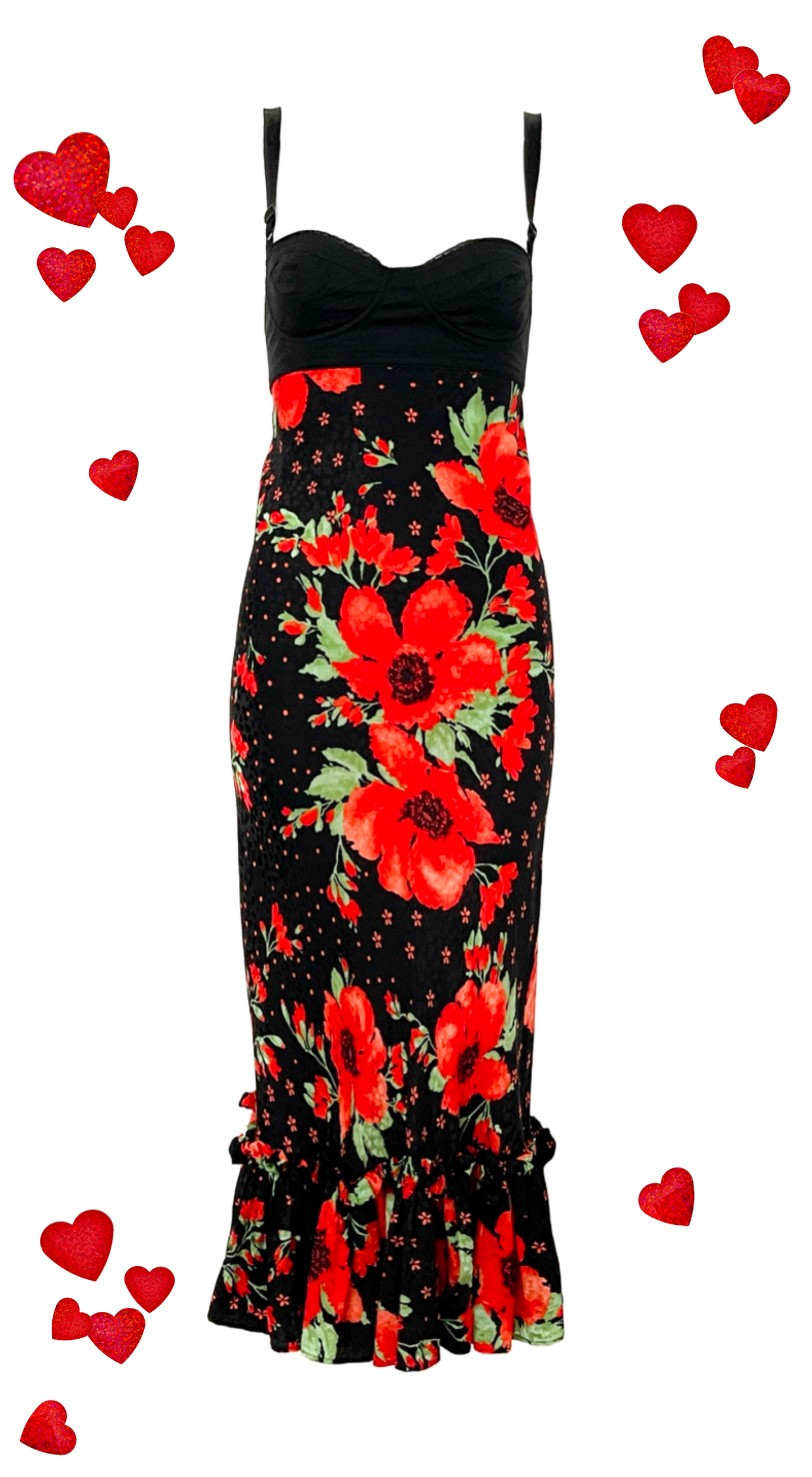 Dolce & Gabbana ~ 2000s Poppy Flower Bustier Silk Dress