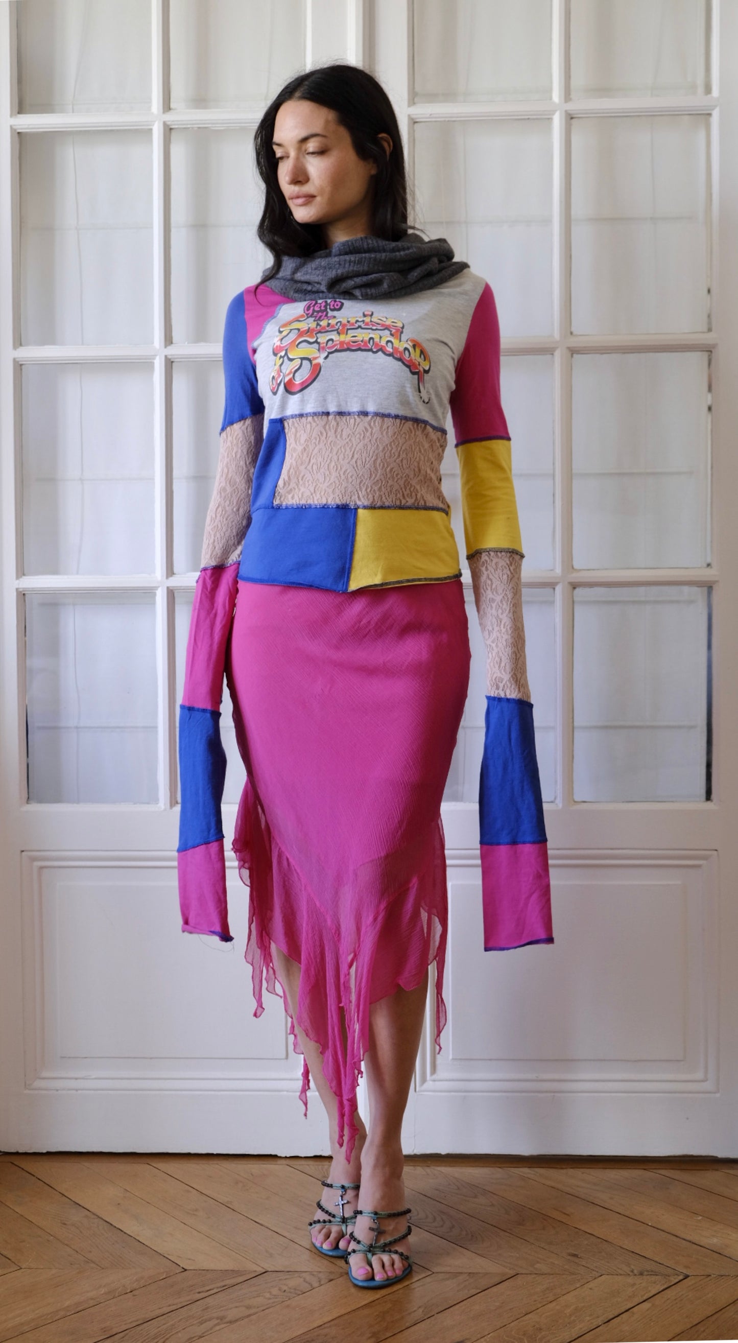 Dolce & Gabbana ~ Y2K Sunrise Splendor Patchwork Lace Turtleneck