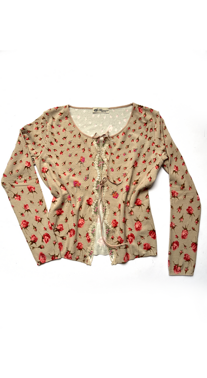 Blumarine SS 2000 Rose Set Skirt Cardigan