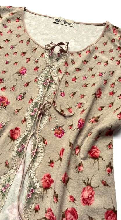 Blumarine SS 2000 Rose Set Skirt Cardigan