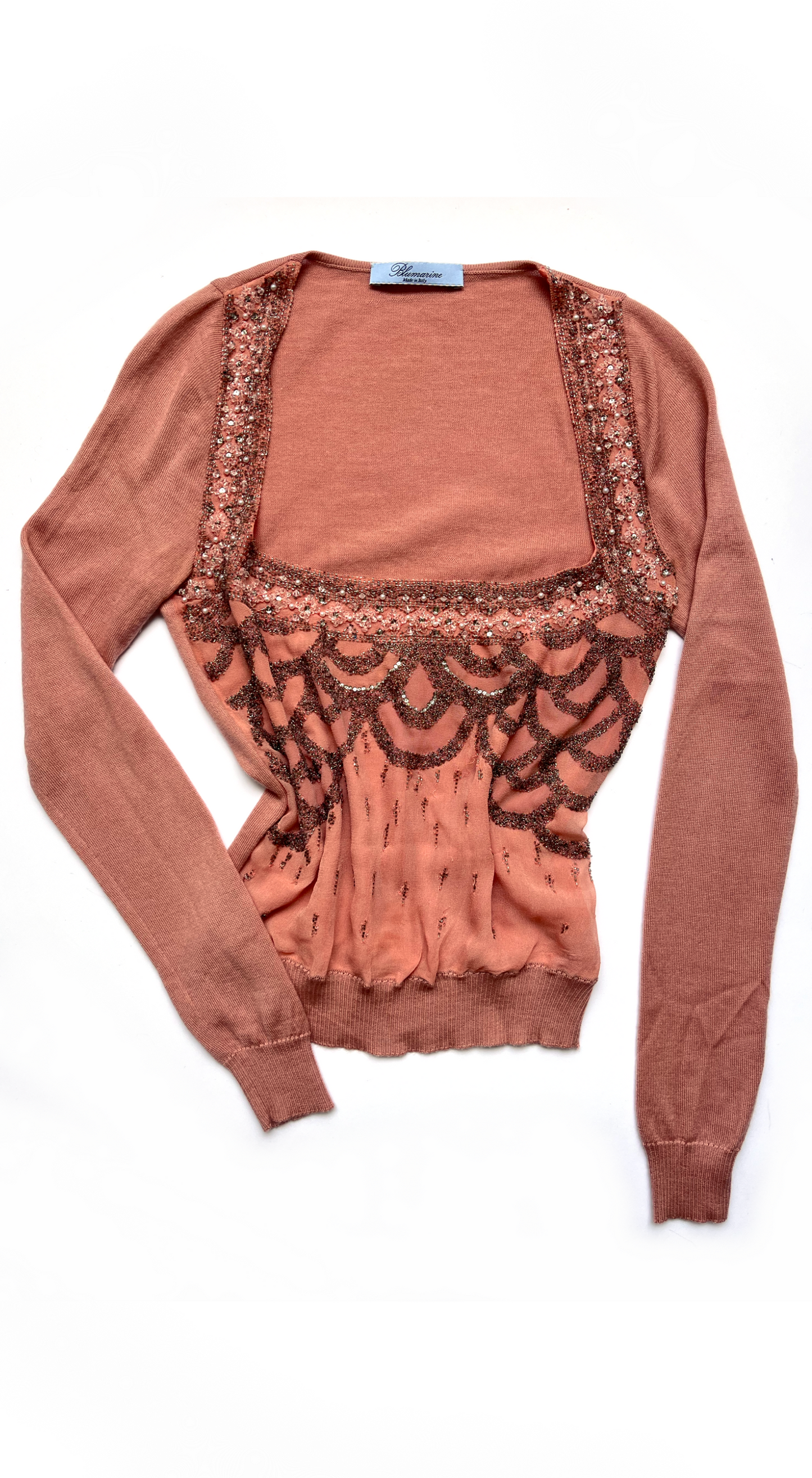 Blumarine ~ 2000s Embellished Square Neck Pullover