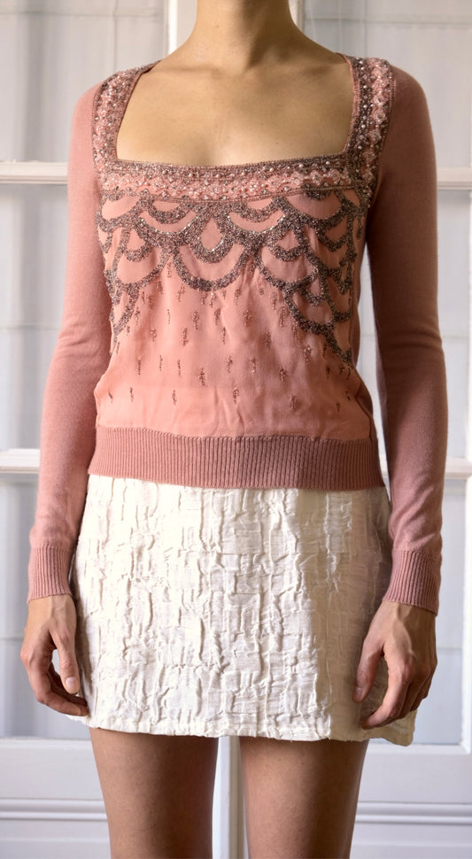 Blumarine ~ 2000s Embellished Square Neck Pullover
