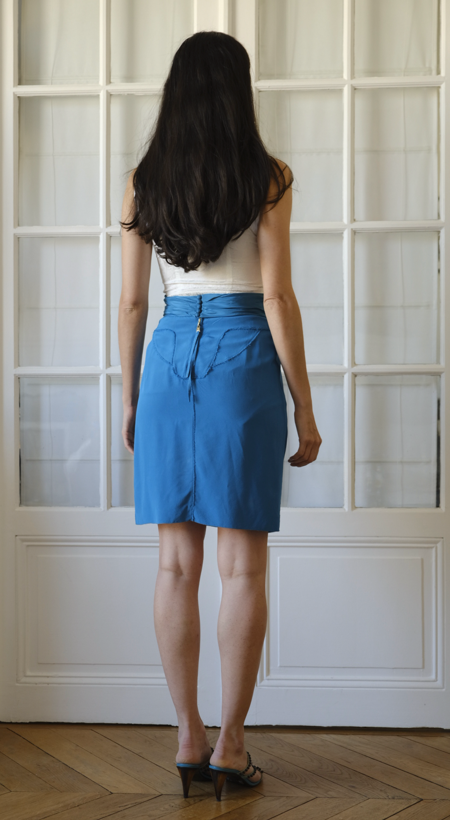 Louis Vuitton by Marc Jacobs  S/S 2004 Teal Silk Draped Skirt