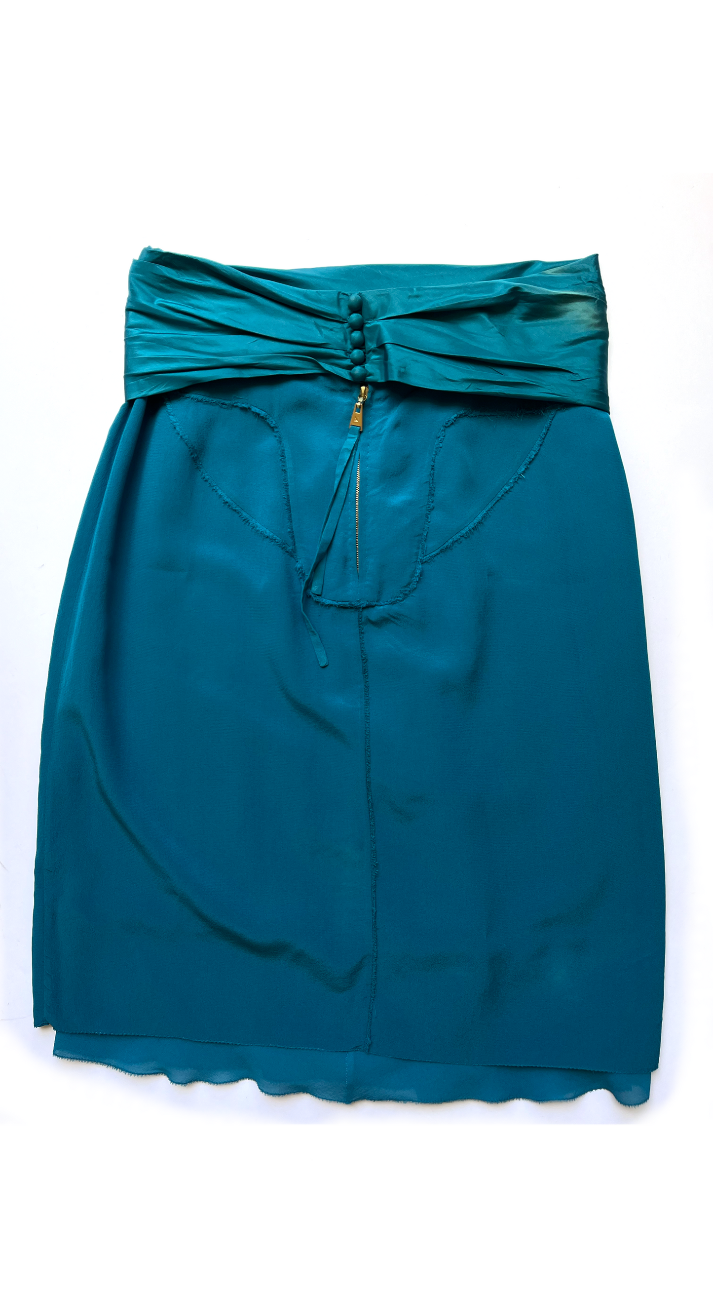 Louis Vuitton by Marc Jacobs  S/S 2004 Teal Silk Draped Skirt
