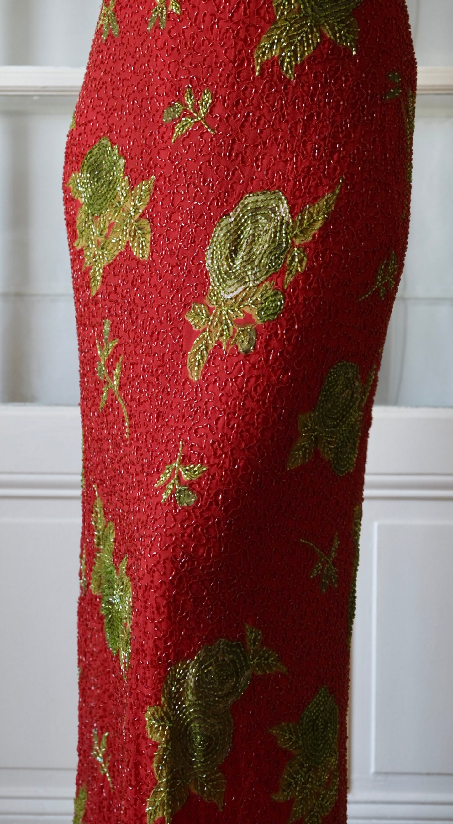 Capucine 1990s Fully Embellished Beaded Evening Gown