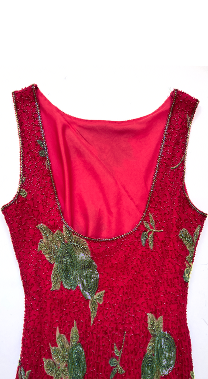 Capucine 1990s Fully Embellished Beaded Evening Gown