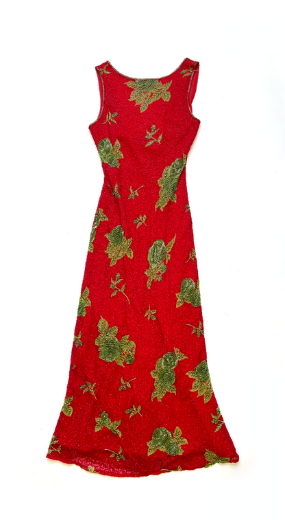 Capucine 1990s Fully Embellished Beaded Evening Gown