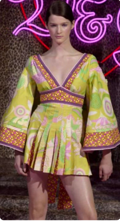 Dolce & Gabbana ~ SS 2004 Floral Abstract Green Bustier Dress