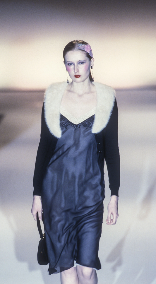 Blumarine FW 1998 Mink Trim Cardigan