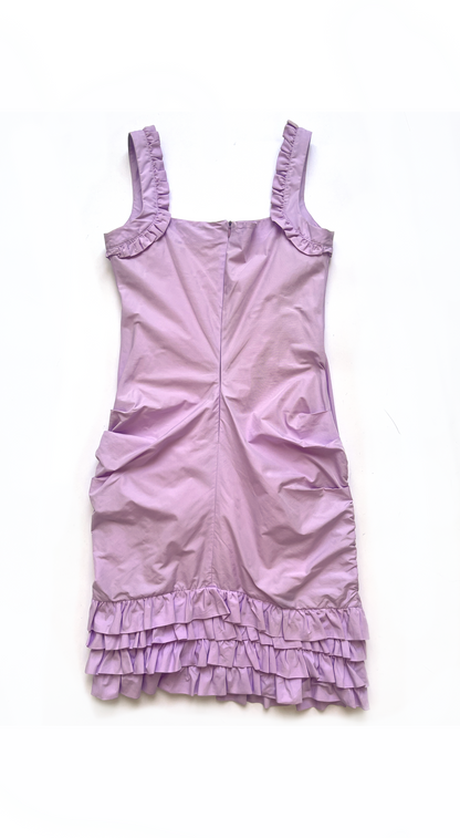 Ungaro Fever Draped Ruffle Dress 2000s Floral Detail