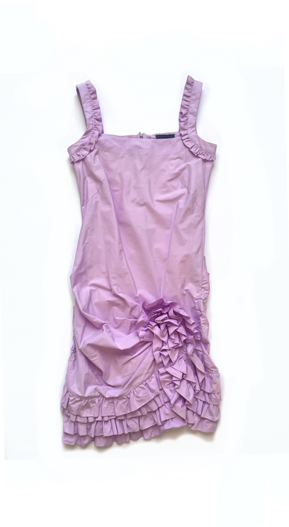 Ungaro Fever Draped Ruffle Dress 2000s Floral Detail
