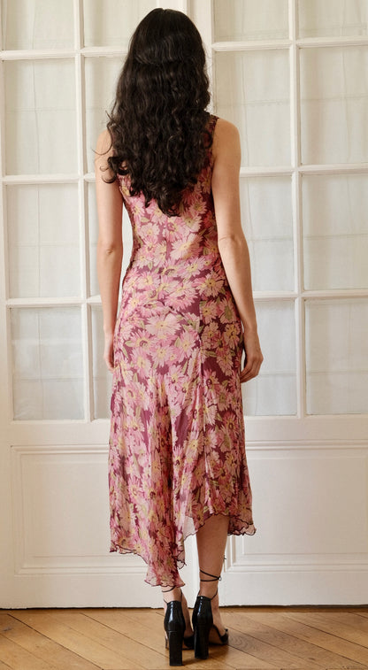 Blumarine Silk Floral Fairy Dress with Slip Early 2000s
