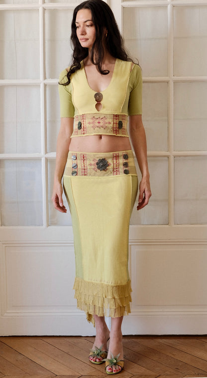 Roberto Cavalli Embellished Knit Set – Rare Y2K Bohemian Glam