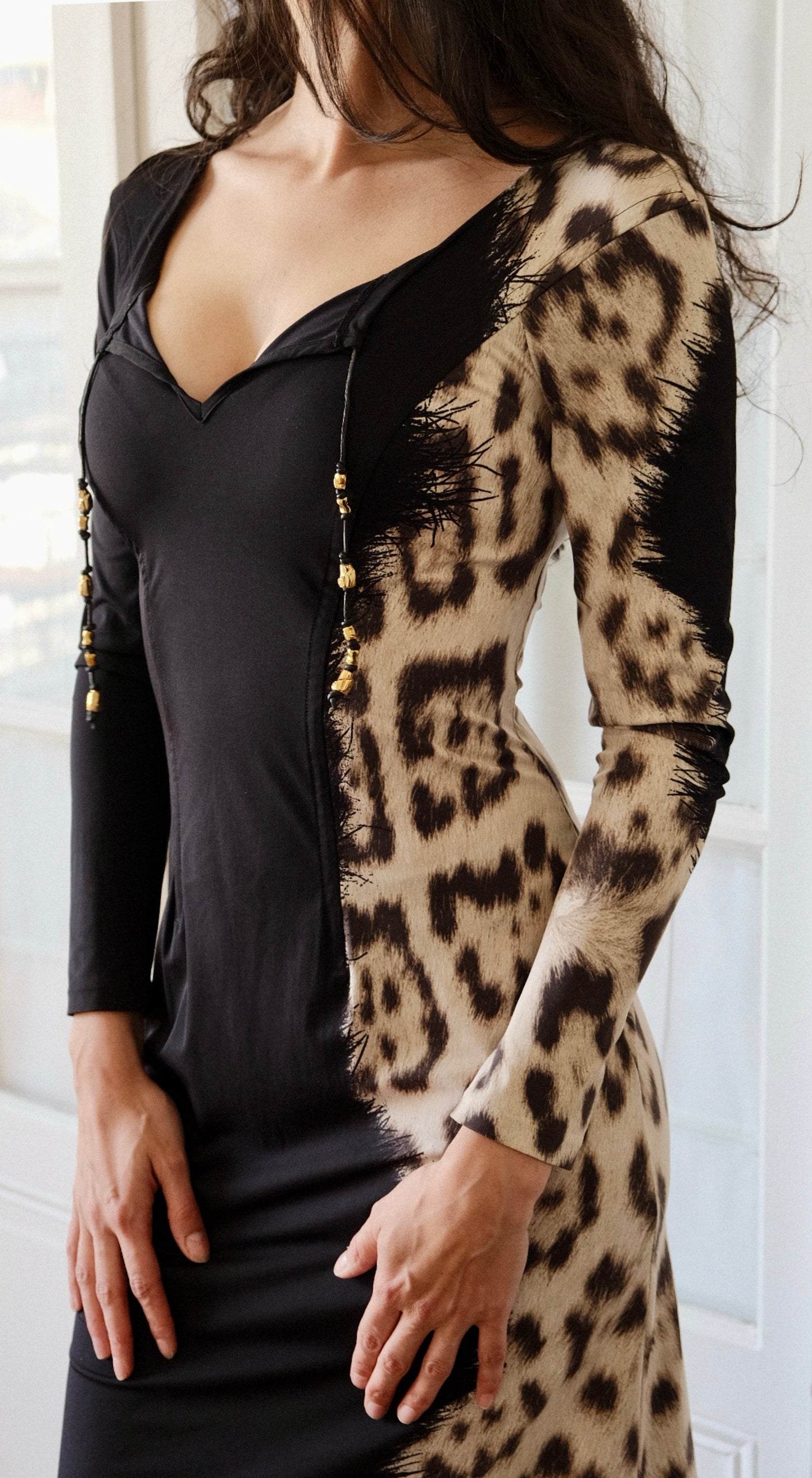 Roberto Cavalli Leopard Panel Dress – Signature Bodycon Silhouette