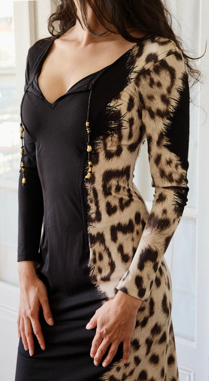 Roberto Cavalli Leopard Panel Dress – Signature Bodycon Silhouette