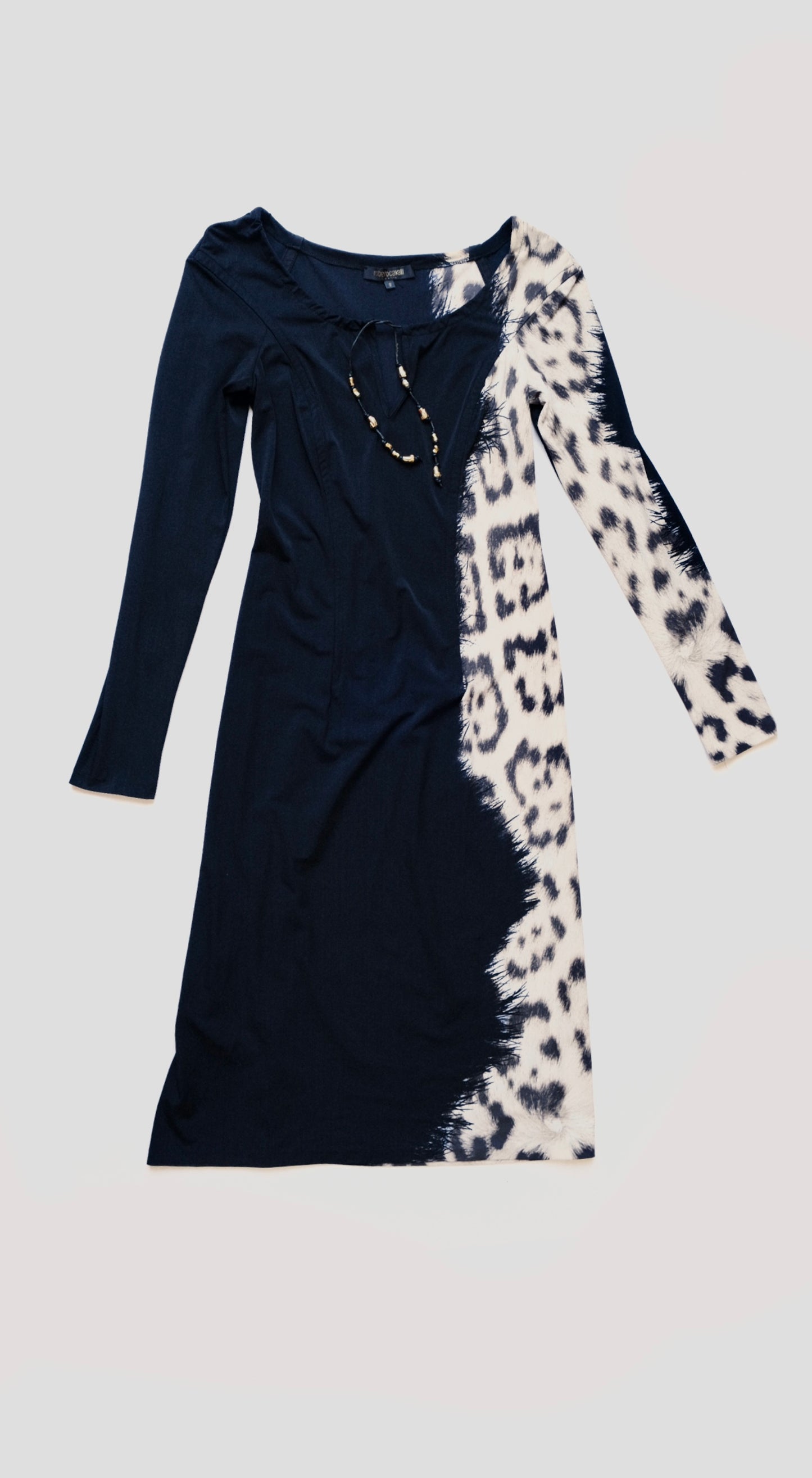 Roberto Cavalli Leopard Panel Dress – Signature Bodycon Silhouette