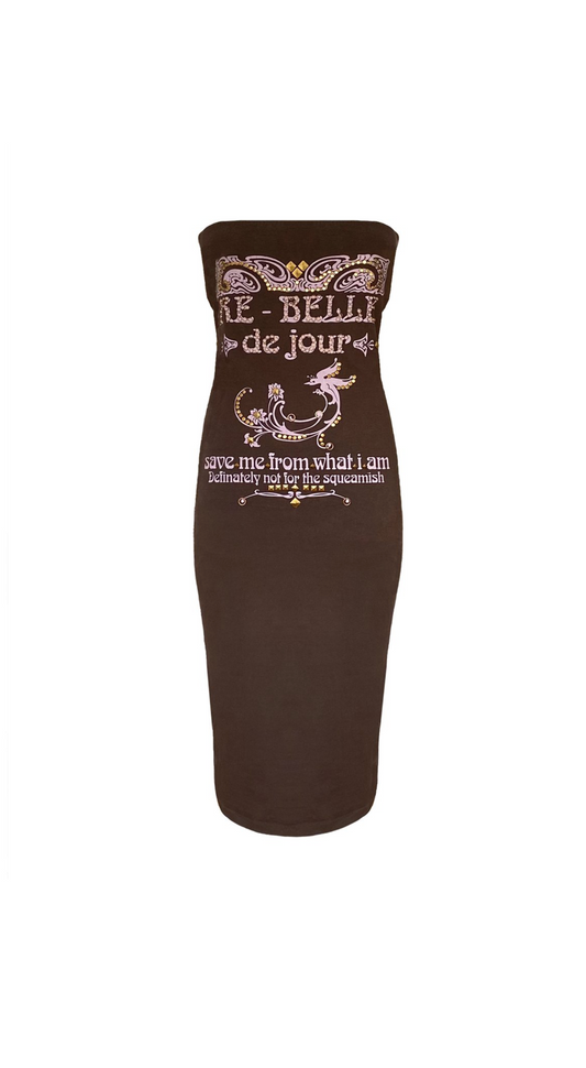Dolce & Gabbana D&G “Re-Belle De Jour” Y2K Brown Tube Dress