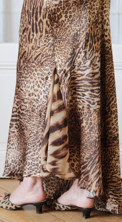 Clip FW 2002 Runway Leopard Print Fur Gown