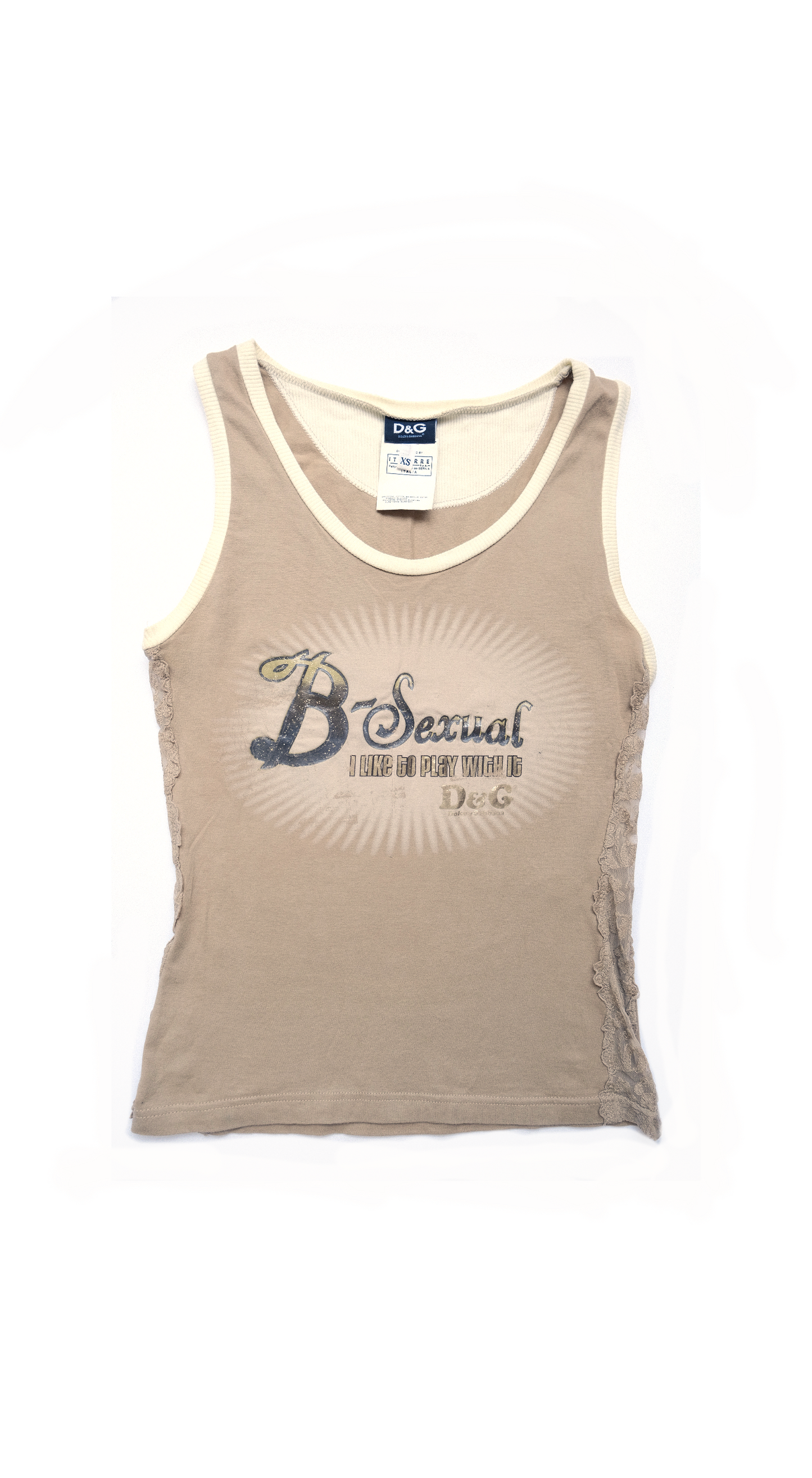 Dolce & Gabbana D&G “B-Sexual” Y2K Lace Panel Tank Top