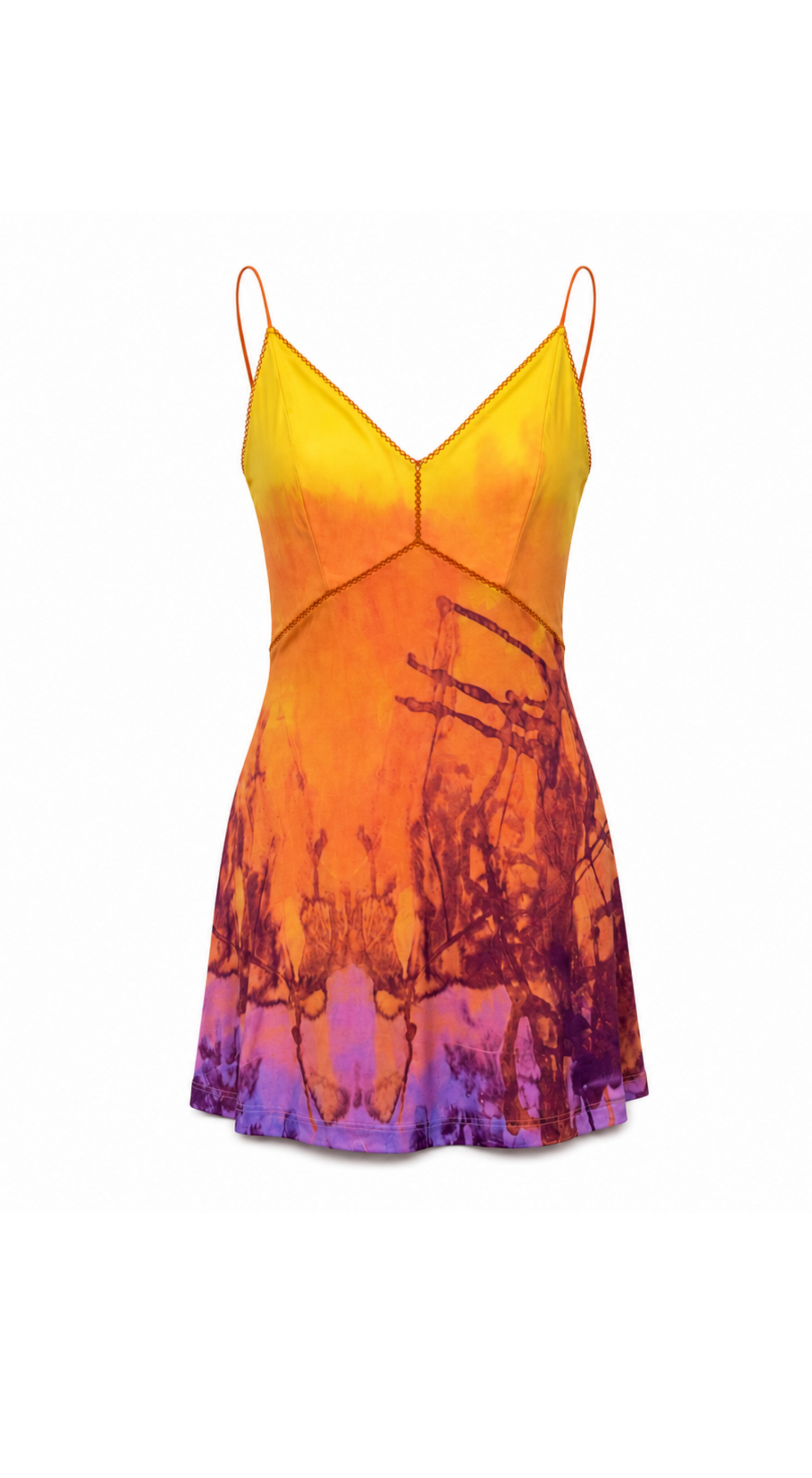 Plein Sud Y2K Sunset Print Mesh Mini Dress