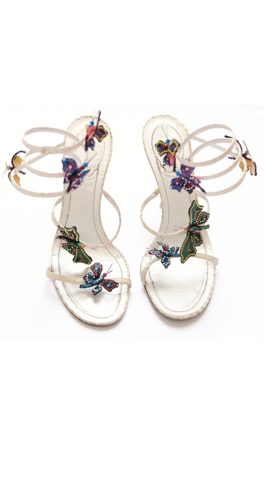 René Caovilla Vintage Butterfly Crystal Sandals