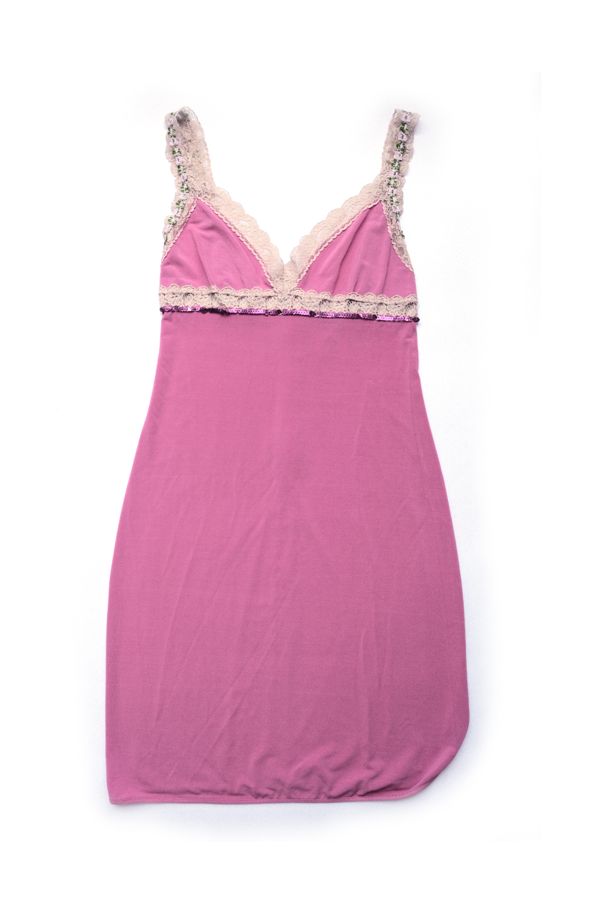 Dolce & Gabbana Y2K Pink Lace Trim Slip Dress