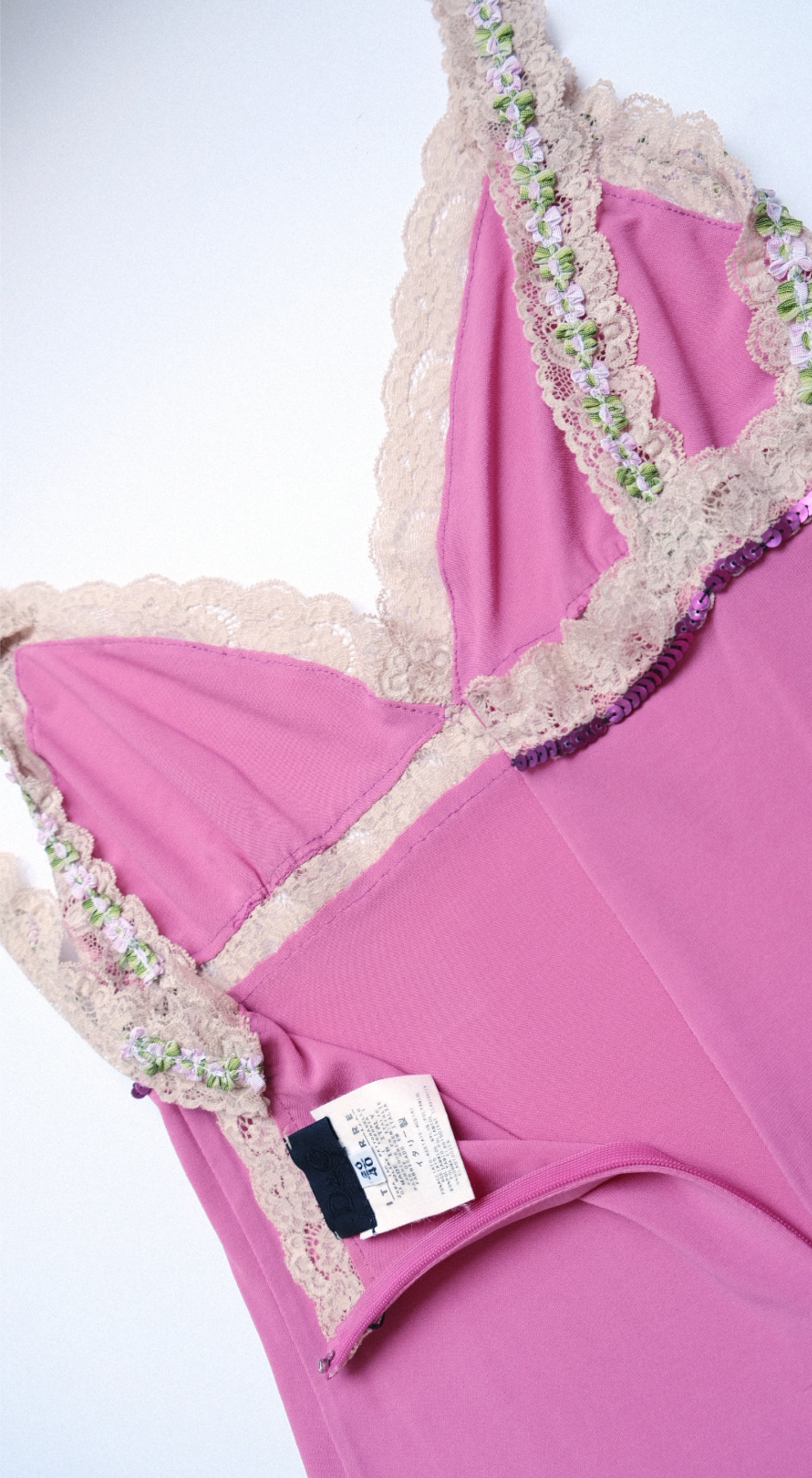 Dolce & Gabbana Y2K Pink Lace Trim Slip Dress