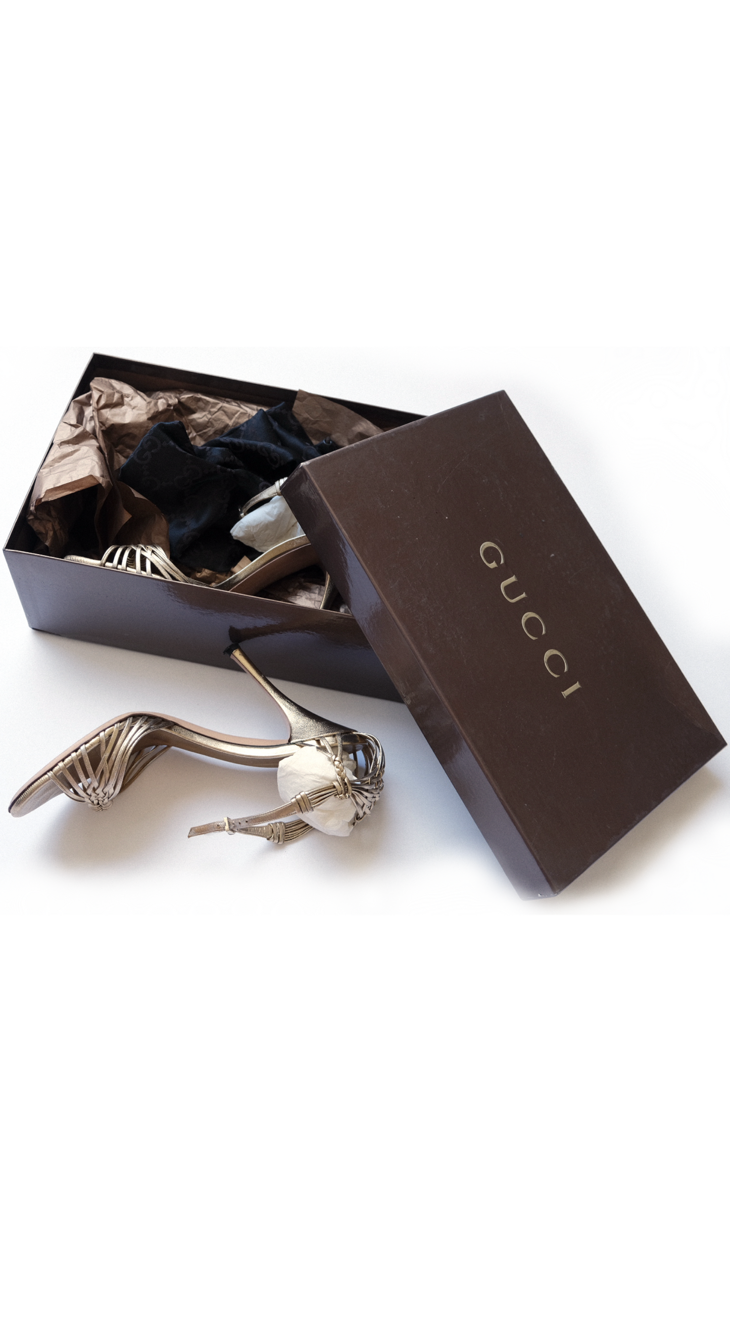 Gucci 2000s Braided Gold Leather Sandals