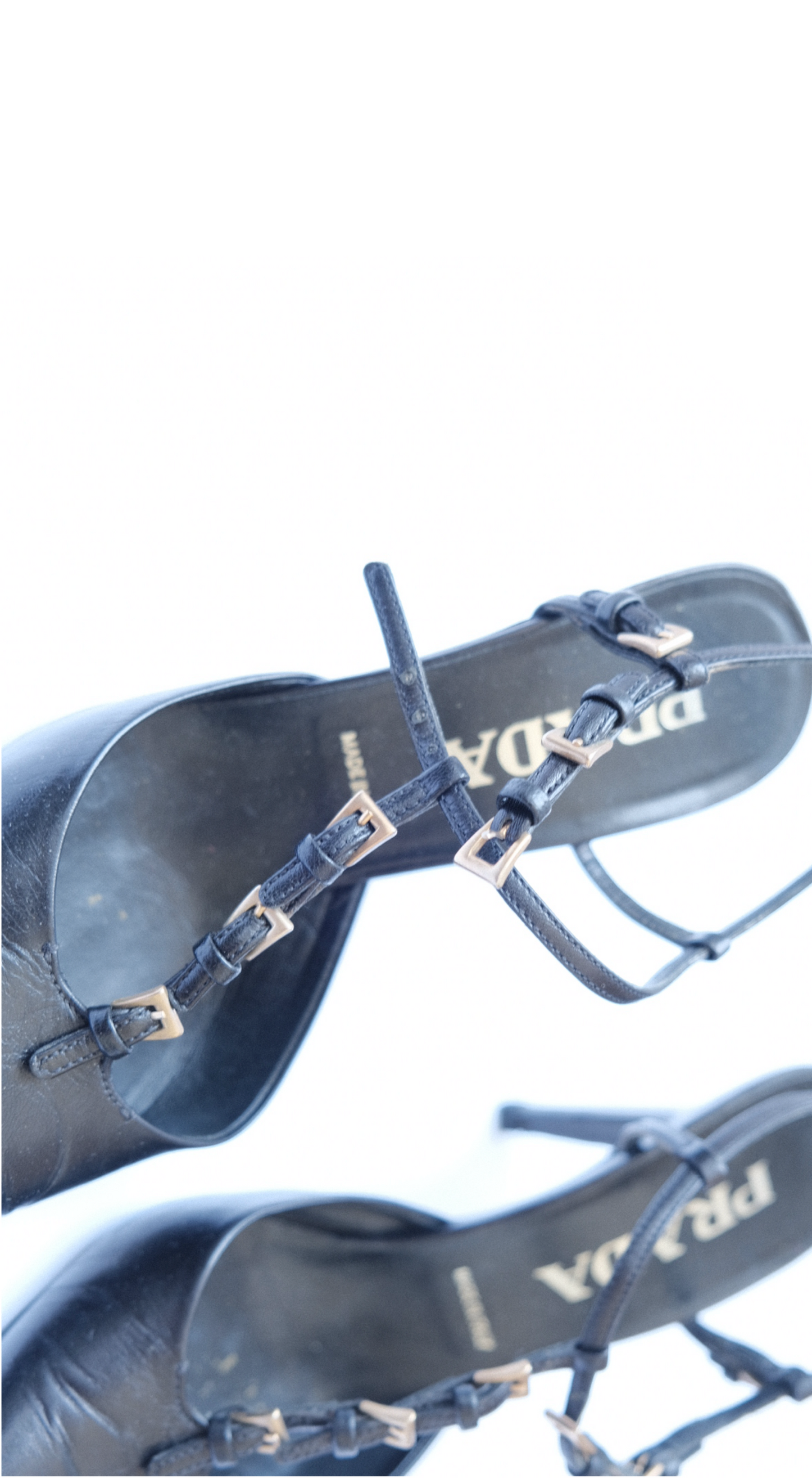 Prada 2000s Black Multi Buckled Leather Heel
