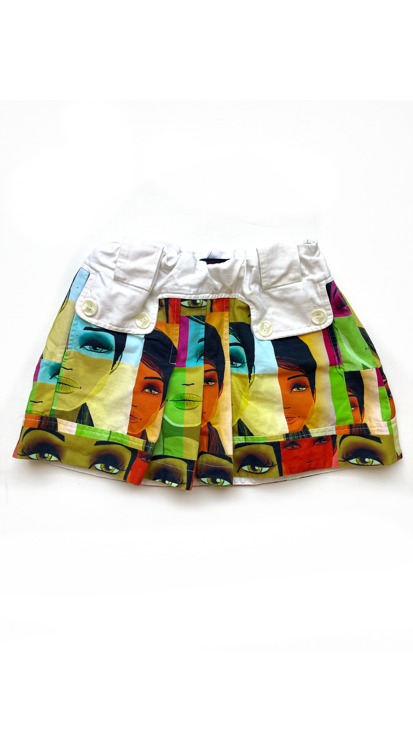 Custo Barcelona 2003 Face Print Mini Skirt Worn by Beyoncé