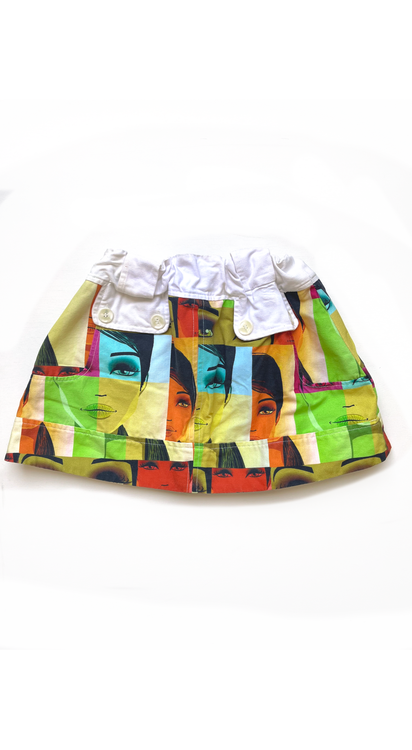 Custo Barcelona 2003 Face Print Mini Skirt Worn by Beyoncé