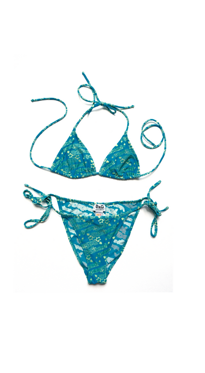 Dolce & Gabbana Ealry 2000s Blue Monogram D&G Bikini