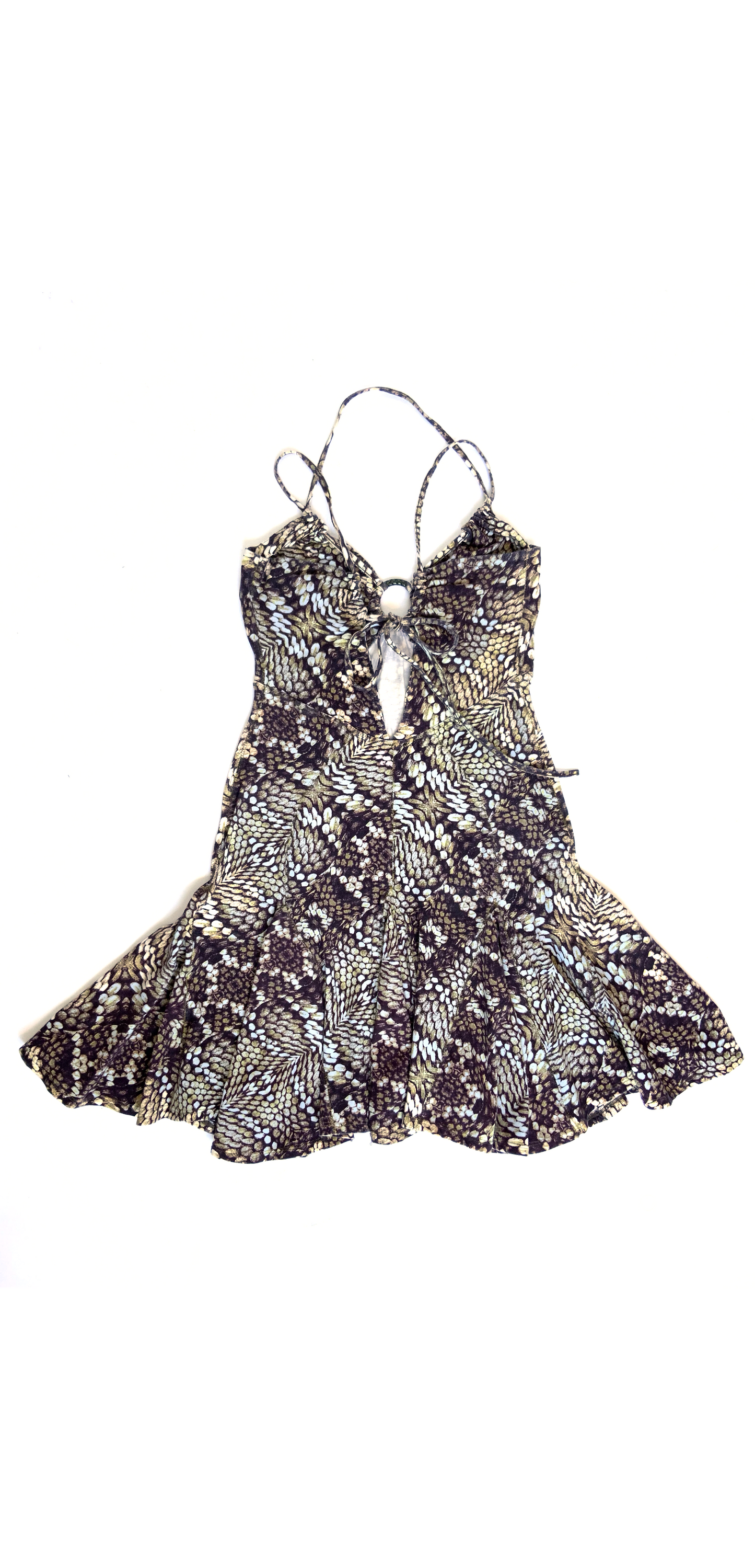 Roberto Cavalli ~ 2000s Halter Neck Snake Print Mini Dress