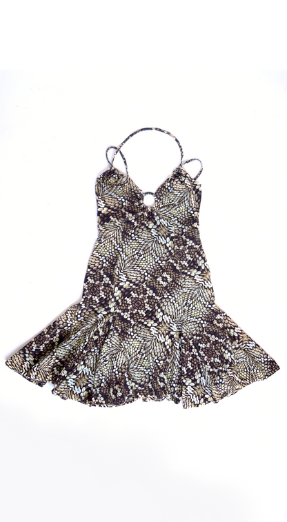 Roberto Cavalli ~ 2000s Halter Neck Snake Print Mini Dress