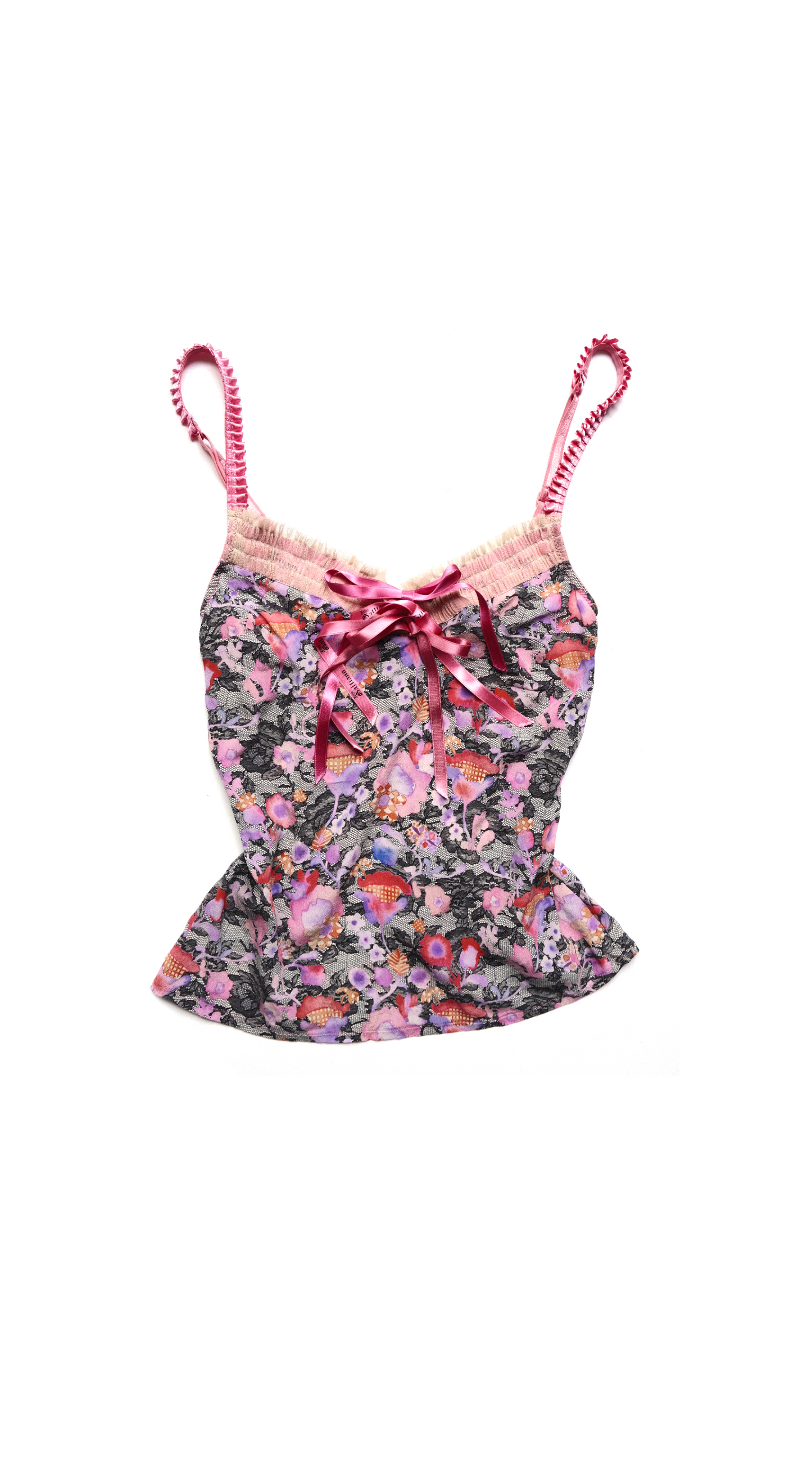 John Galliano Early 2000s Silk Floral Camisole Top