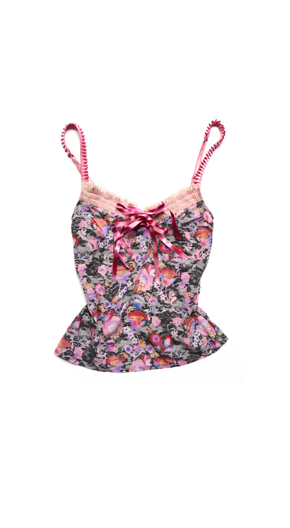 John Galliano Early 2000s Silk Floral Camisole Top