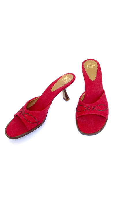 PLEIN SUD ~ 2000s Slingback Heeled Red Sandal