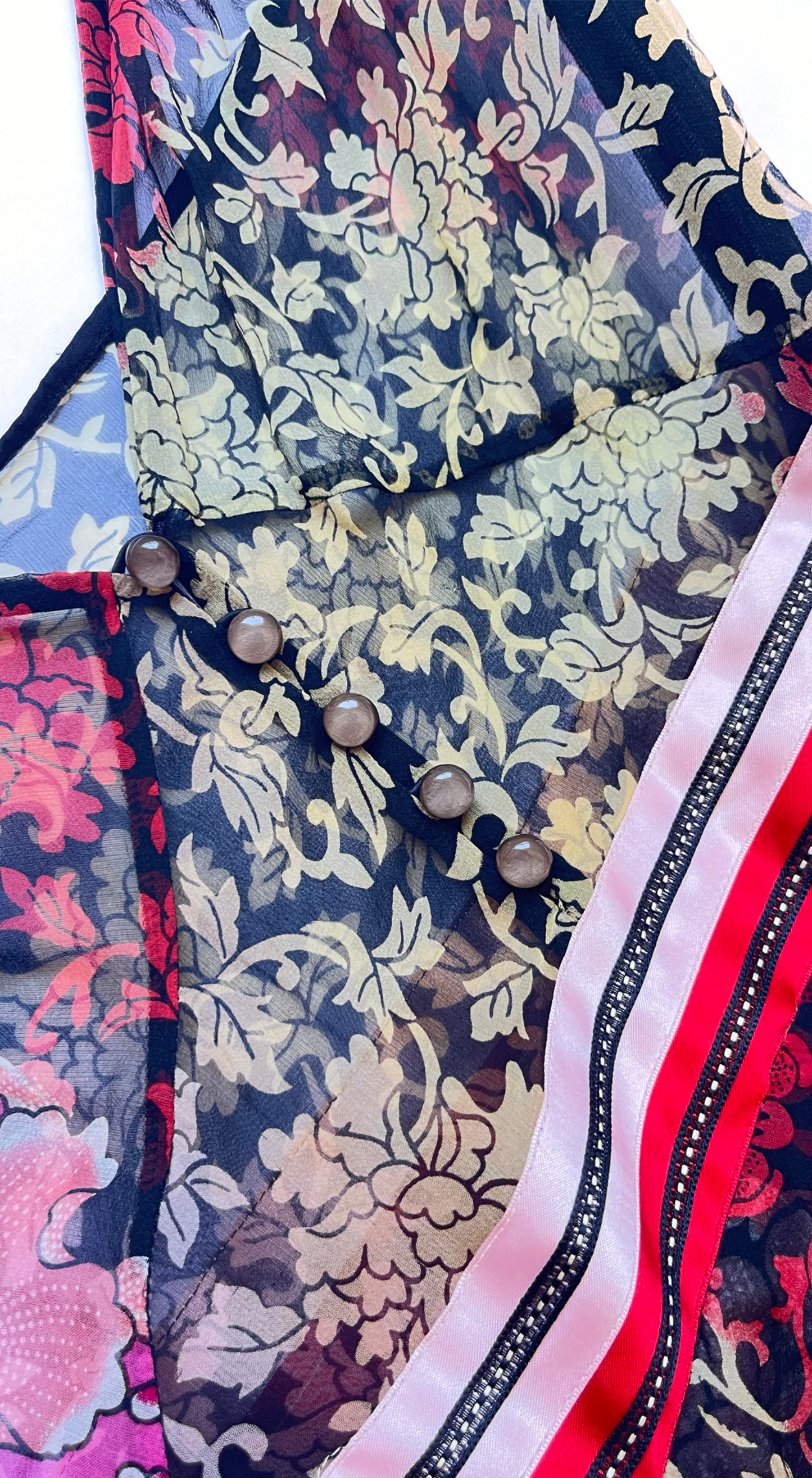 Christian Lacroix SS 2005 Runway Silk Dress with Draped Train - Floral Print