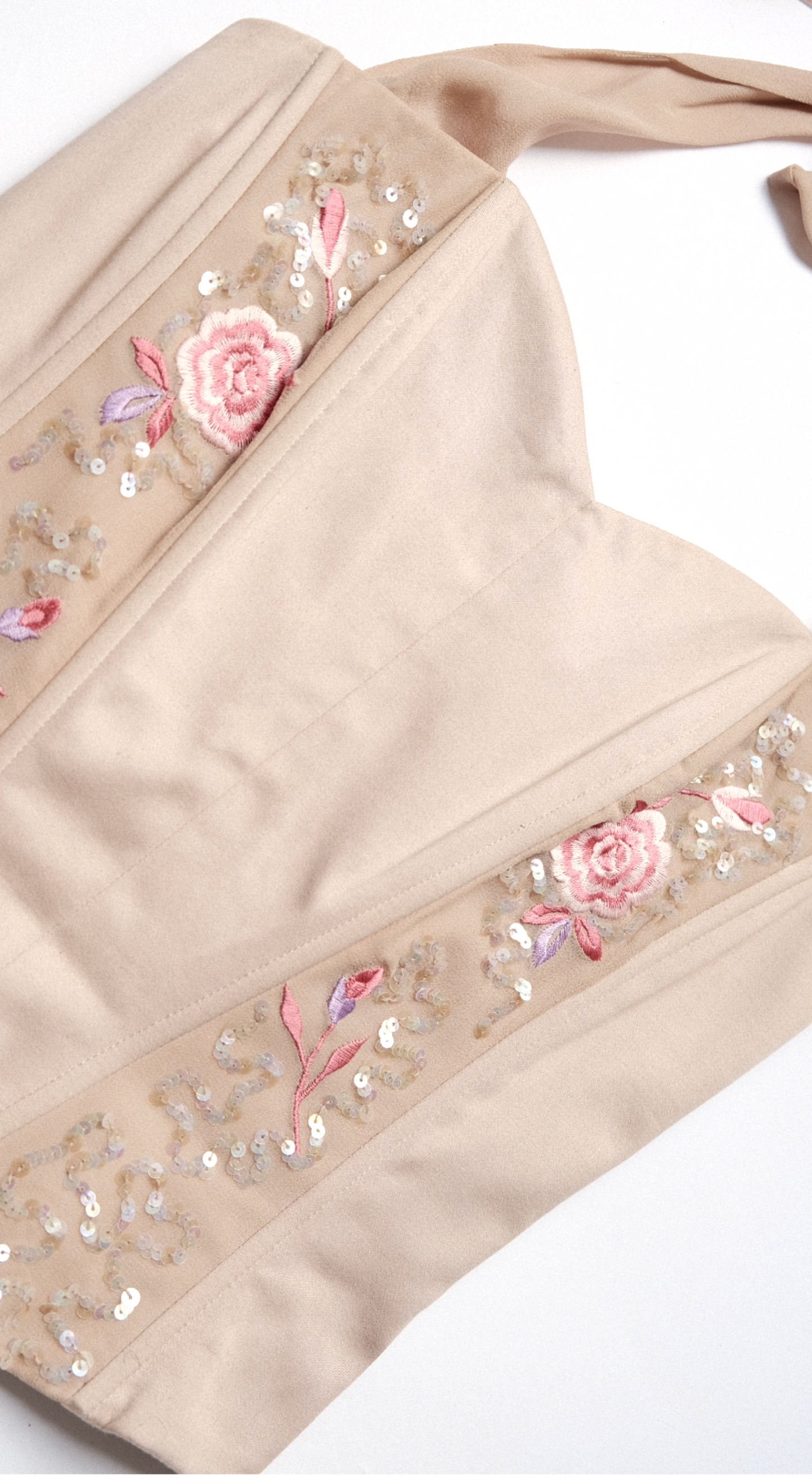 Italian Silk Corset & Skirt Set with Embroidered Silk Scarf - Floral Sequin Embellished Y2K Co-Ord