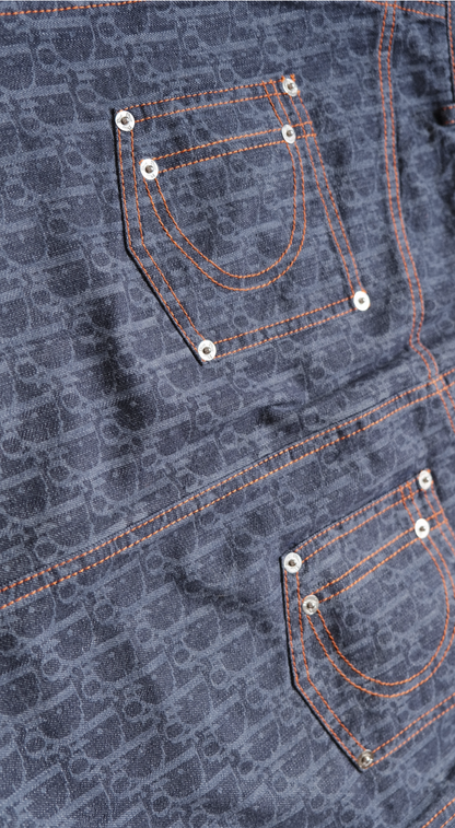 Christian Dior 2006 Flight Line Diorissimo Monogram Denim Skirt